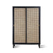 cabinet in black wood with cane webbing sliding doors