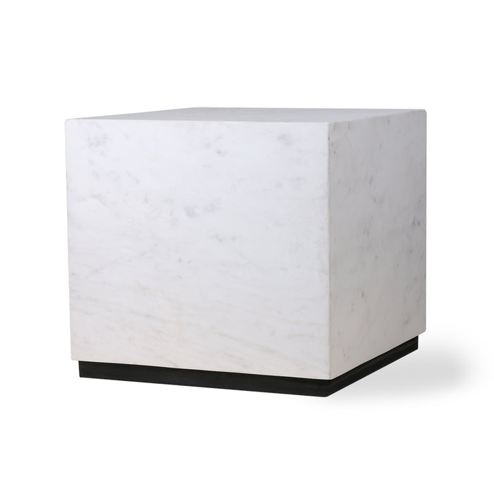 White marble block table - L