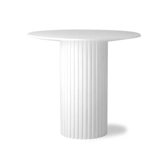 white pillar base table