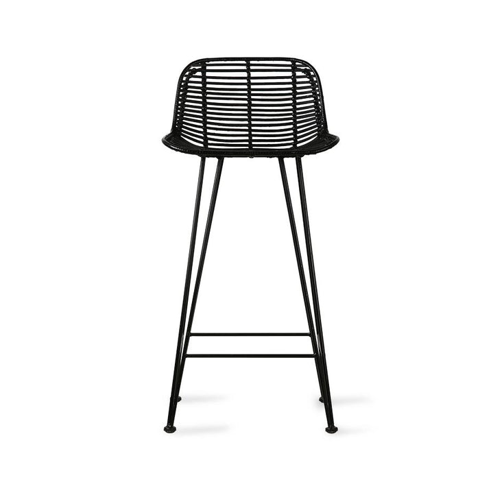 black rattan counter stool back side