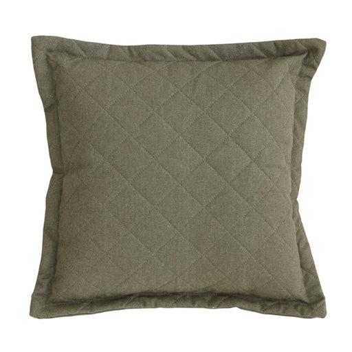 green colored quilted throw pillow made from canvas linen