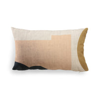 back side of HK Living USA Tokyo lumbar pillow with abstract design in soft peach and yellow color tones