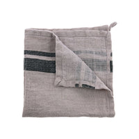 100% natural linen napkin in grey with dark stripe