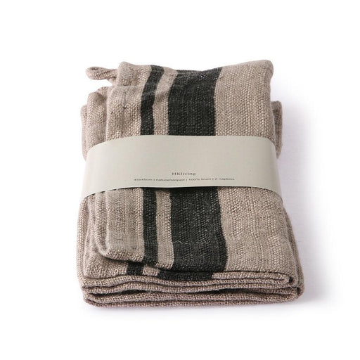 set of two linen napkins with stripes