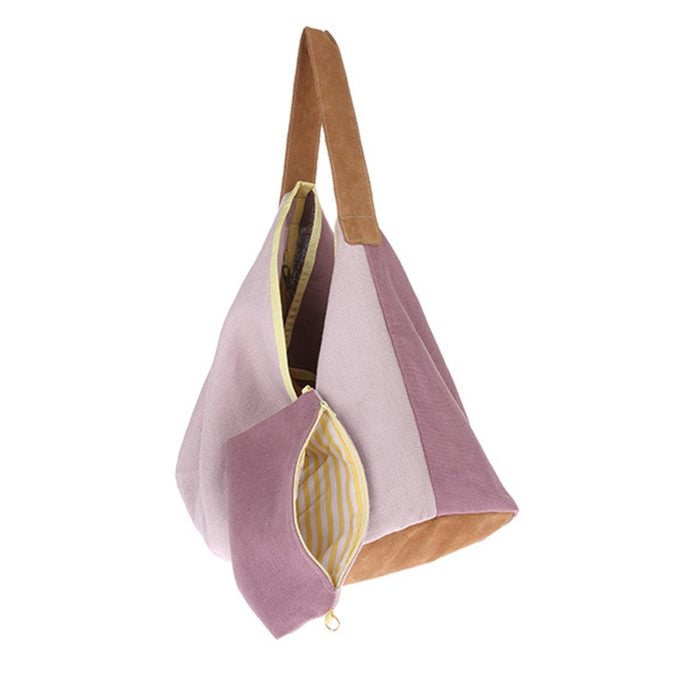 100% linen bag lilac and pink