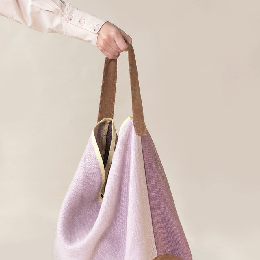 100% linen bag lilac and pink