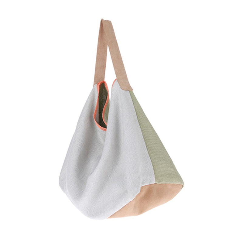 100% linen bag mint green and white