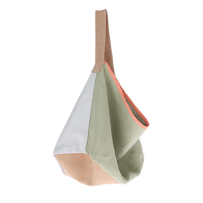 100% linen bag mint green and white