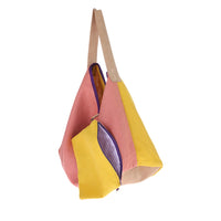 100% linen bag yellow and pink