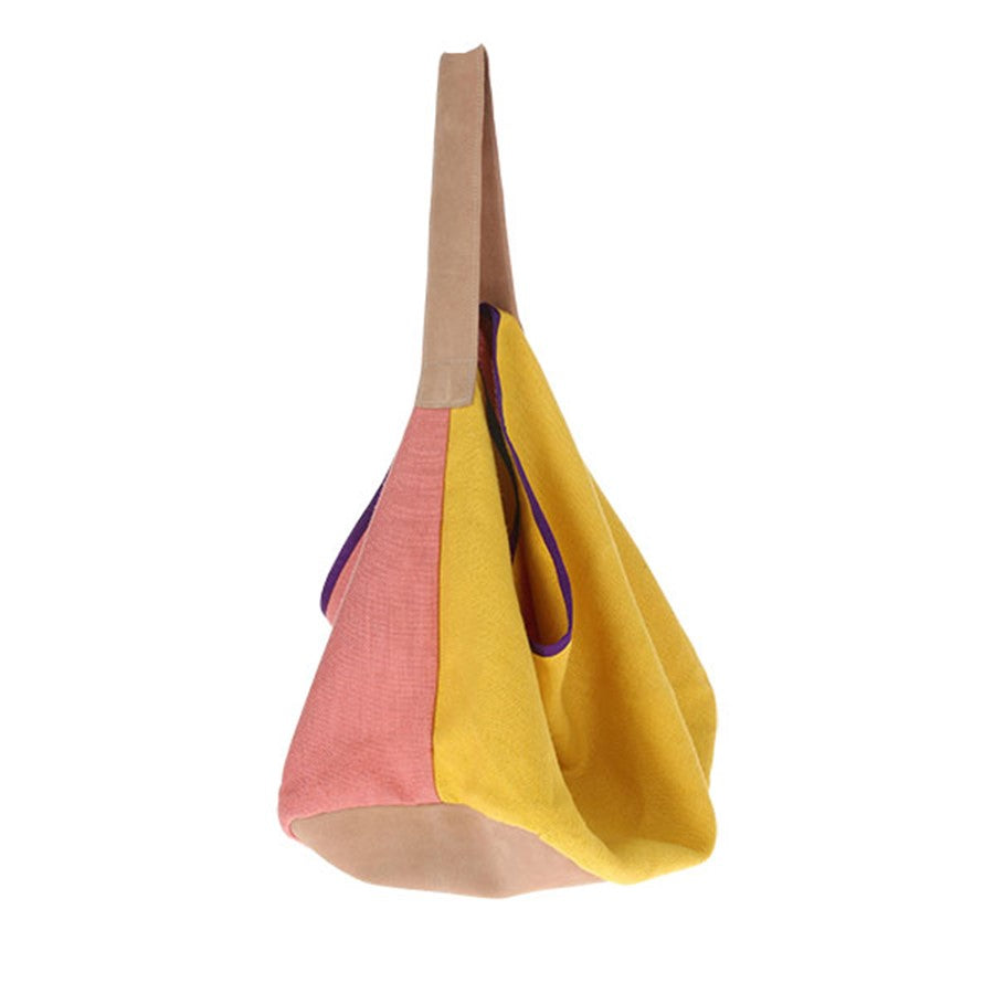 100% linen bag yellow and pink