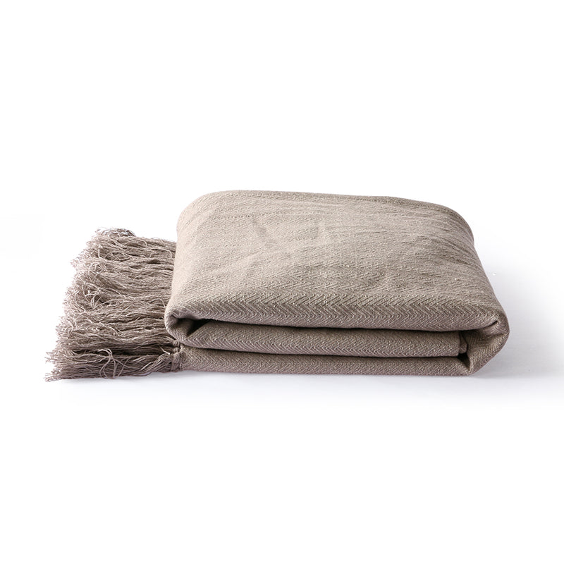 Cotton throw blanket - taupe