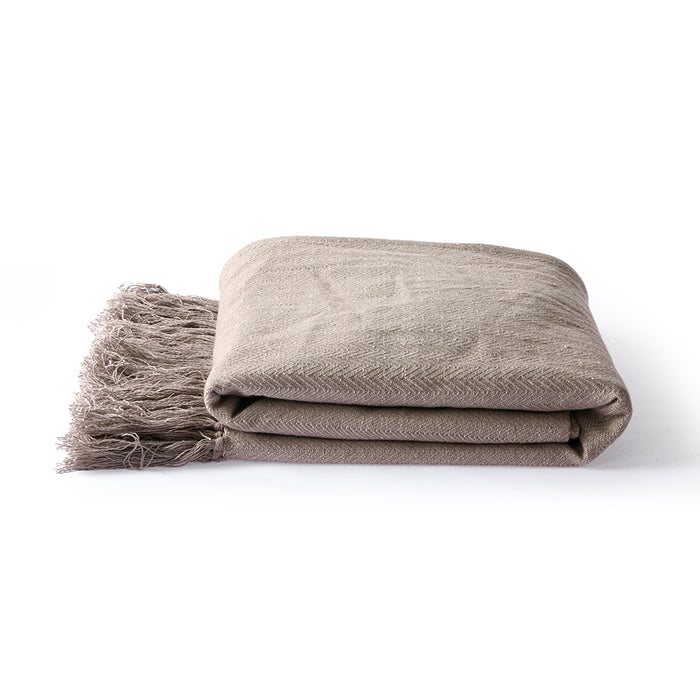 Cotton throw blanket - taupe