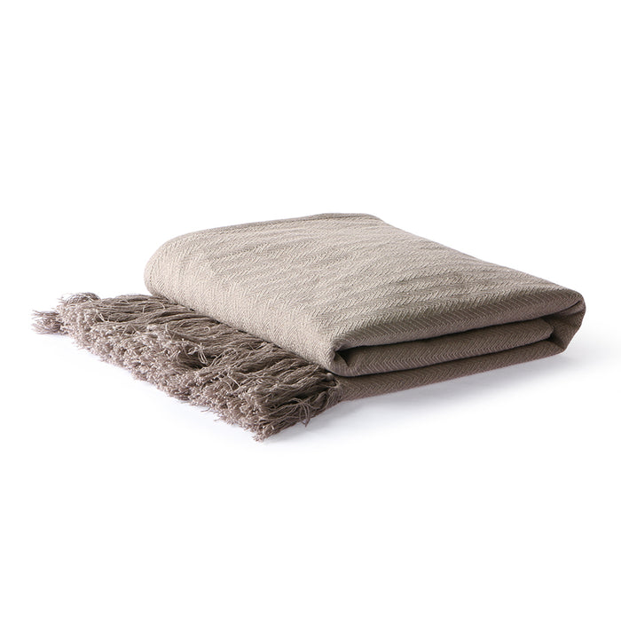 Cotton throw blanket - taupe