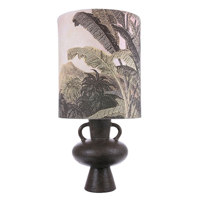 hkliving VOL5031+VLK2012 jungle print lampshade with charcoal stoneware base