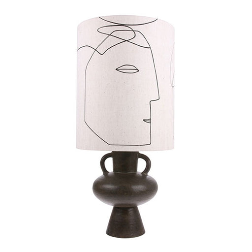 hk living VOL5031+VLK2018 lampshade with printed faces and charcoal base with two arms