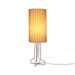 table lamp with striped shade and gold colored cord