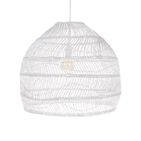 vol5047 wicker pendant light in white with white electrical cord