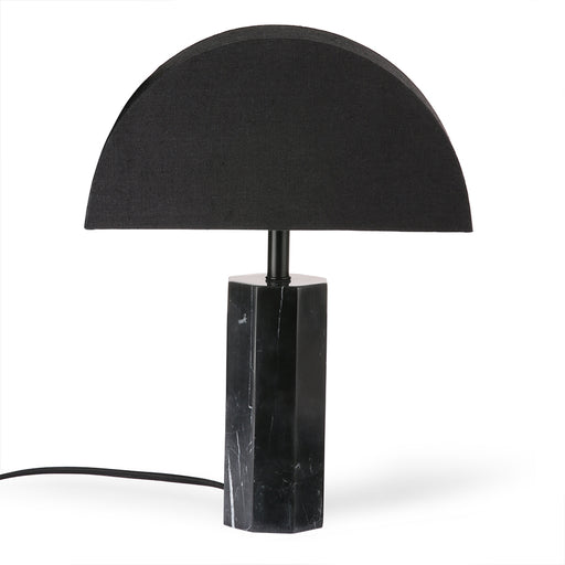 black marble table lamp with half circle shade