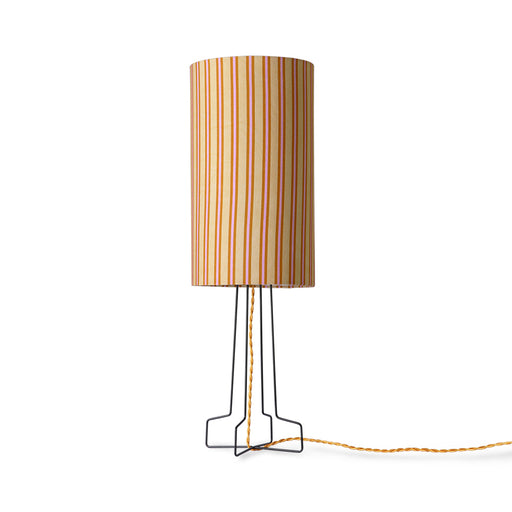 retro black metal wire table lamp with striped shade