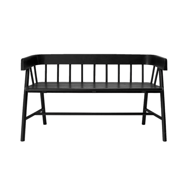 black wooden bench in modern farmhouse style
